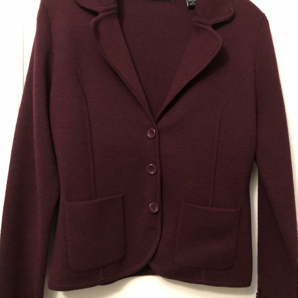 Wool sweater jacket burgundy